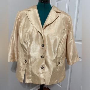 Women’s Size 18 W Light Gold Jacket Tailored Dressy Formal Wear Lined Dana Kay